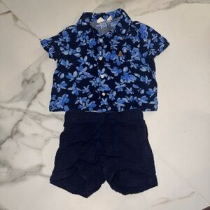 Ralph Lauren Blue Floral Shirt and Shorts Set